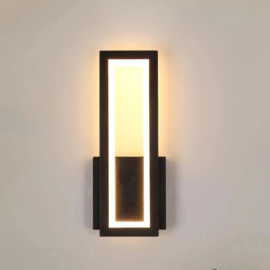 Applique murale LED rectangulaire 16W blanc chaud 3000K en acrylique noir