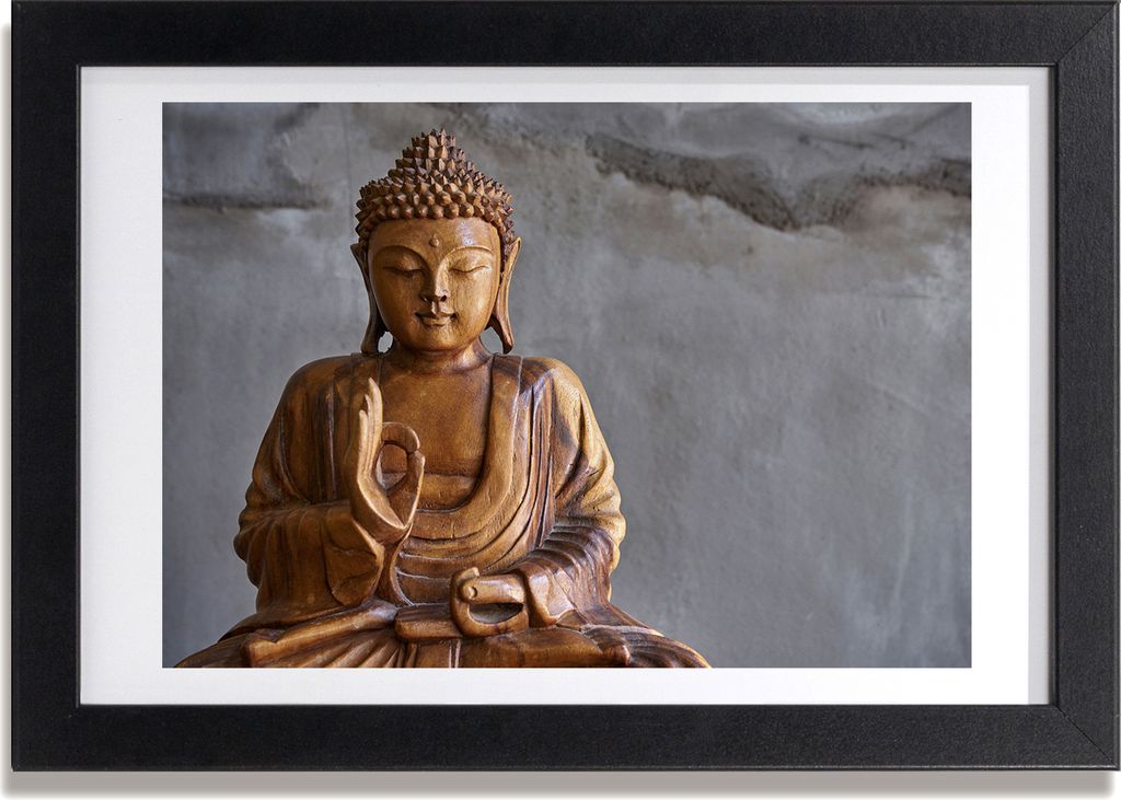 Bild 30x20 MDF-Rahmen, Wandkunst Holz buddha
