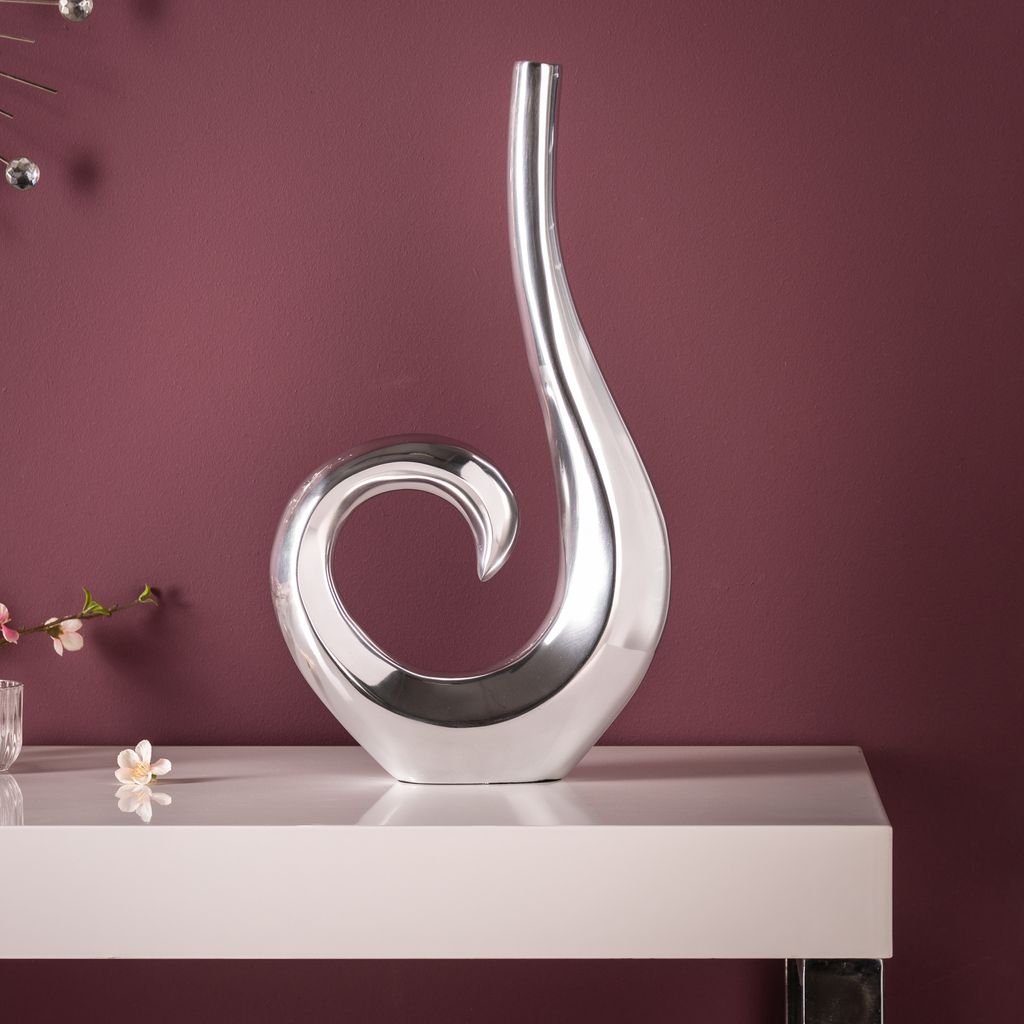 riess-ambiente Moderne Vase WAVE 47cm silber Aluminium Produktbild 