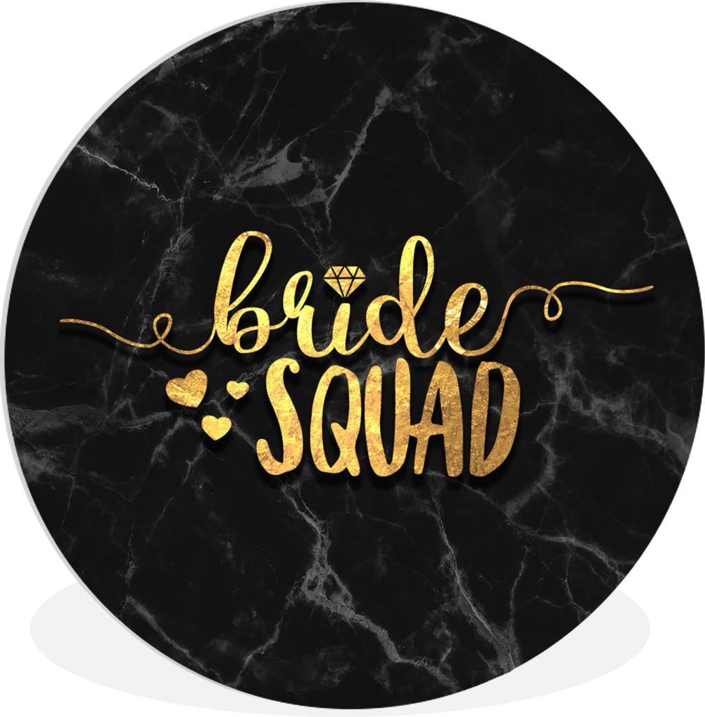 MuchoWow Rundes Wandbild - Runde Bilder Braut zu sein - Gold - Marmor Ø 60 cm Kreis Wanddekoration Kunststoff - Wandkreis - Wandschmuck - Wand K...