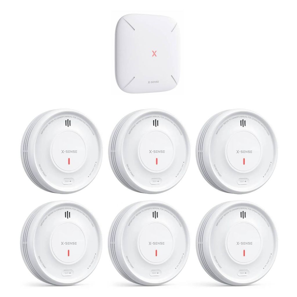 X-Sense XS0D-MR61 RF-Rauchmelder-Set mit WLAN-Basisstation SBS50 und 6x Smart-Rauchmelder XS0D-MR