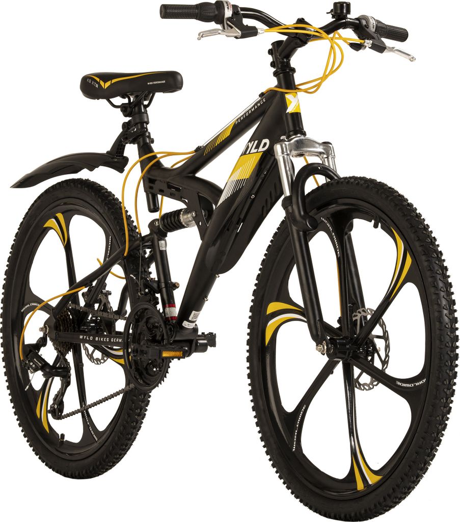 WYLD Mountainbike Fully 26'' Bliss schwarz-gelb 21 Gänge RH Produktbild 