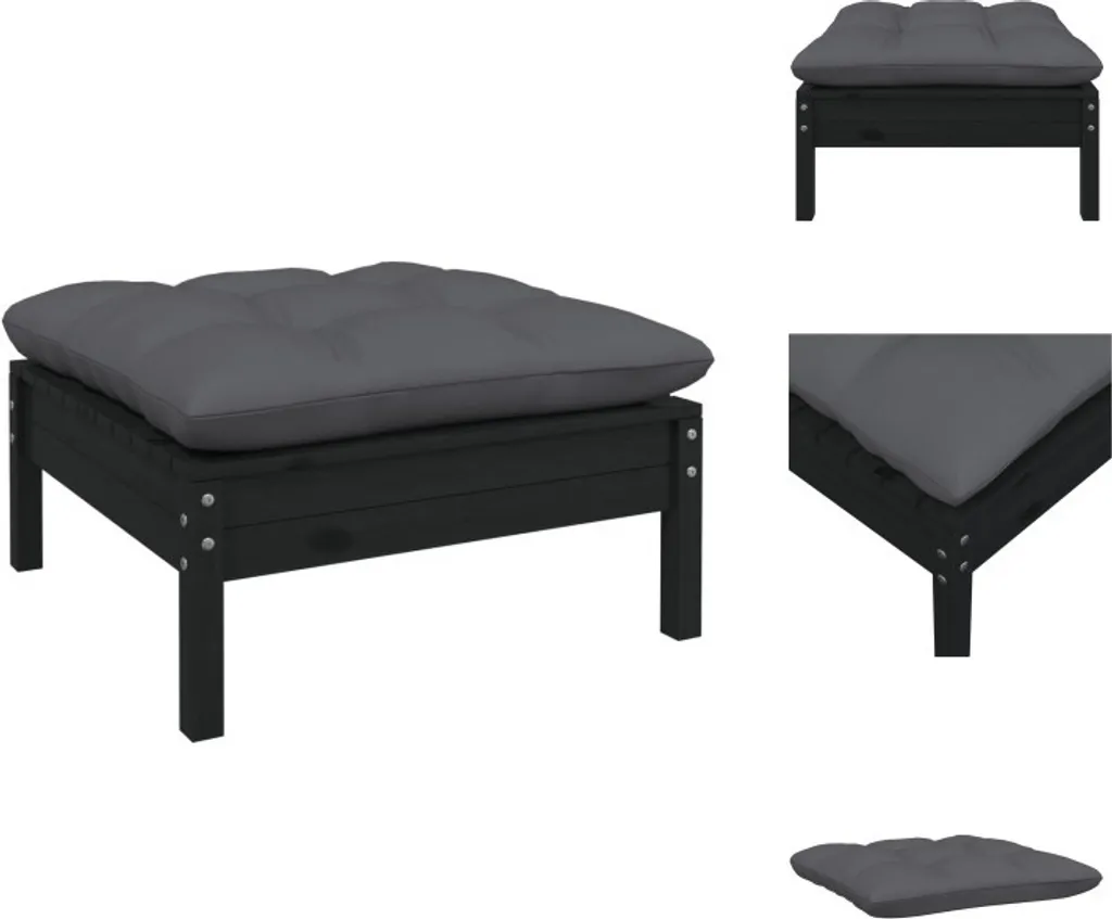vidaXL Sgabello da Giardino in Pino Massiccio con Cuscino Antracite