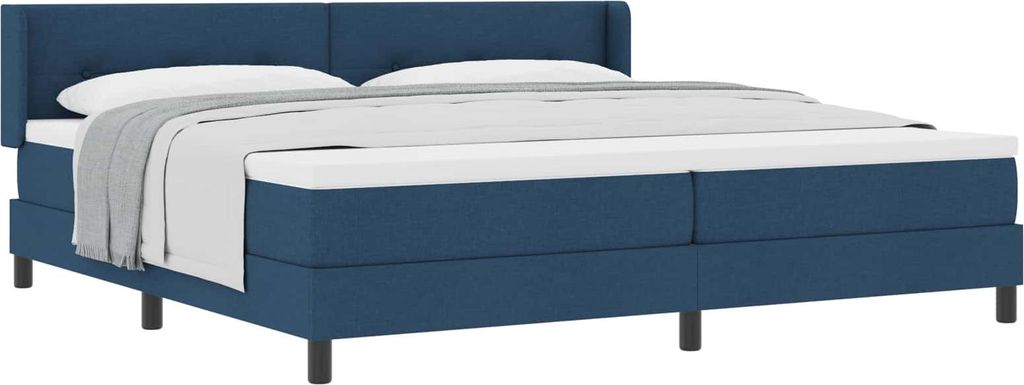 vidaXL Boxspringbett mit Kopfteil Blau 200 x 200 cm Stoff