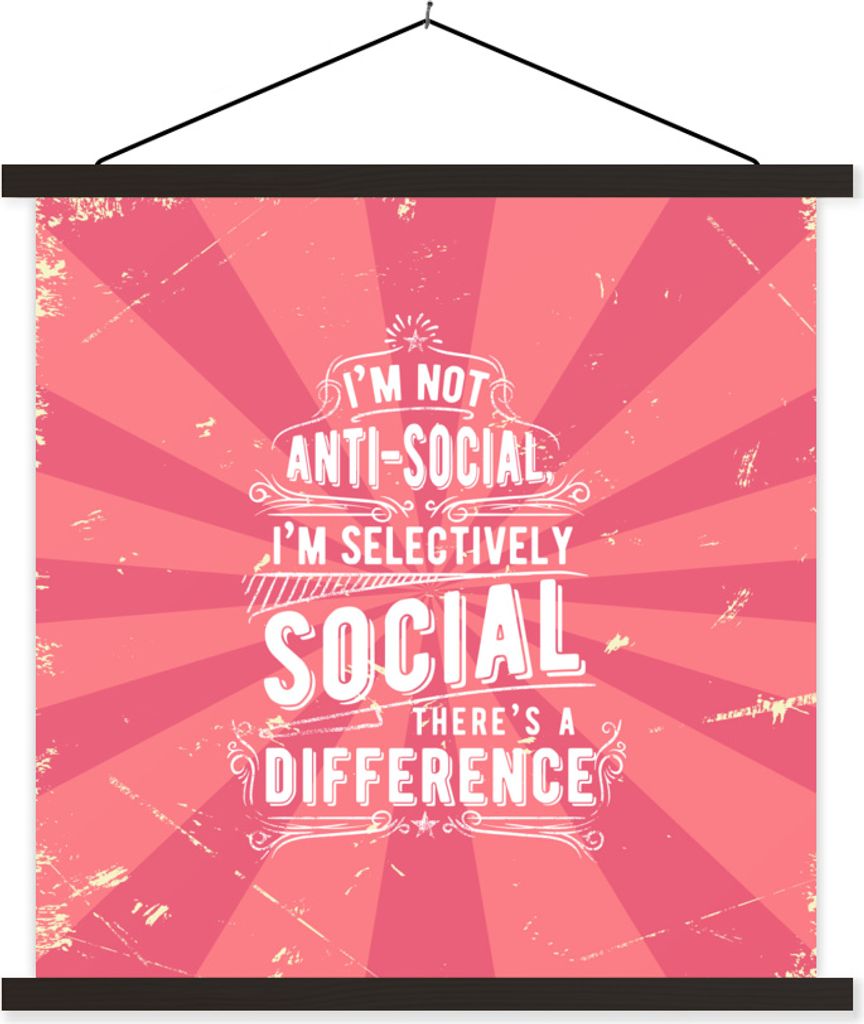 MuchoWow Textilposter Jahrgang - Gestaltung - Text 90x90 cm mit schwarzem Rahmen - Magnetisches