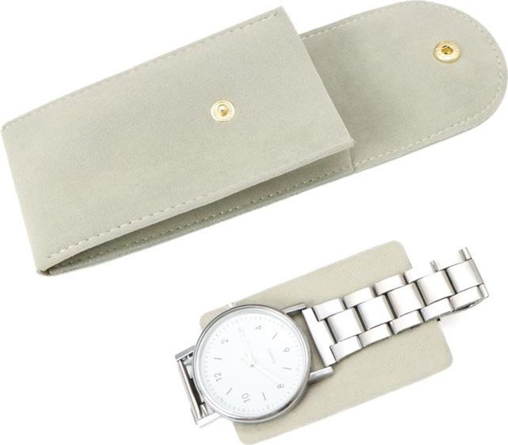 INF Tragbare Uhrentasche aus Plüsch - Weiche Aufbewahrungstasche für mechanische Uhren Beige