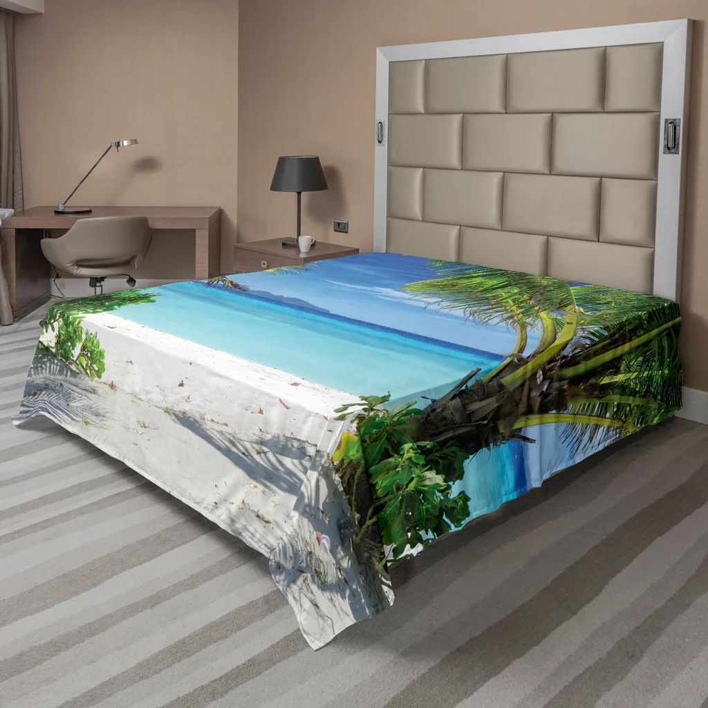Drap de lit d'été respirant 244x205 cm décor plage pour chambre zen