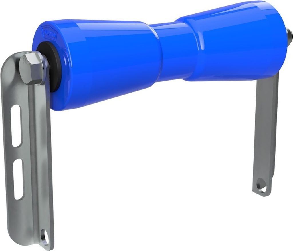 Polyurethan Kielrolle mit Halter C Sliprolle Bootstrailer Sliphilfe verzinkt SUPROD, 250 mm, blau