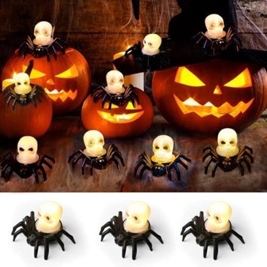 Halloween Spinnen LED Lichterketten Set, 12 Stück, LED Beleuchtung