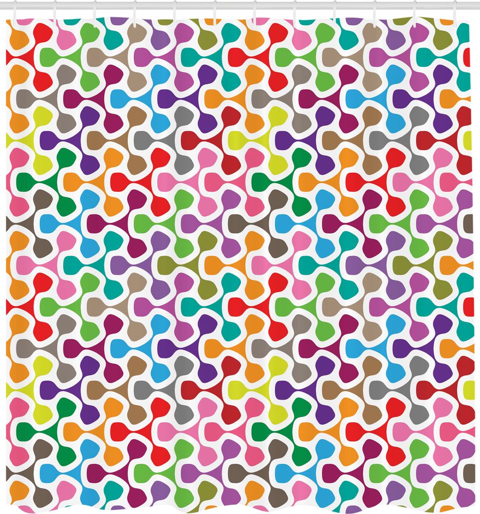 ABAKUHAUS Bunt Duschvorhang, Bunte Muster Mit Der Kurven Geometrie, Die Kreative Dekorative Artful Design, Stoffliches Gewebe Badezimmerdekorations...