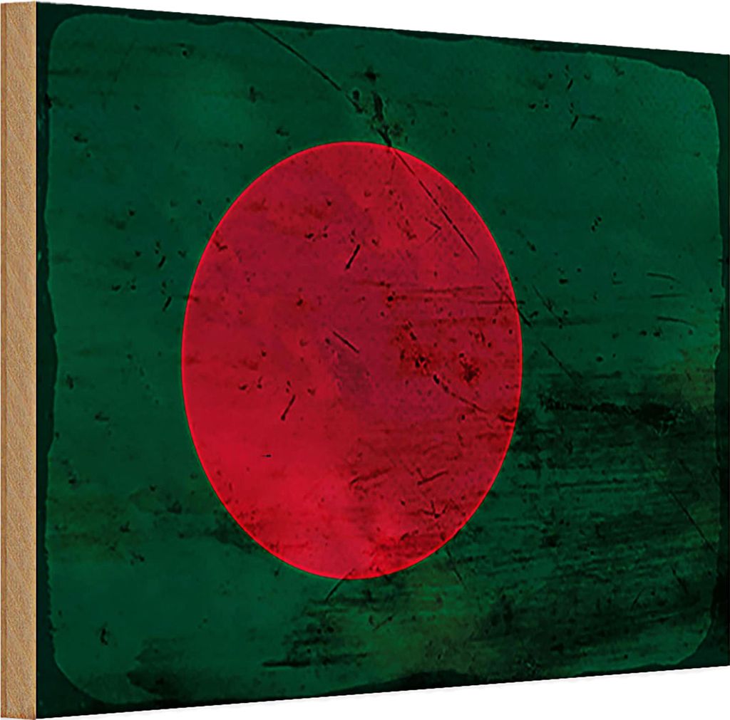 Holzschild Flagge Bangladesch 30x20cm Bangladesh Rost