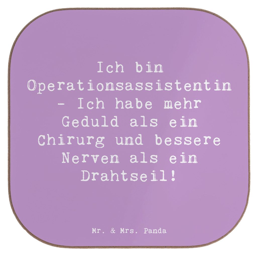 Mr. & Mrs. Panda Tassen Untersetzer Spruch Geduld Operationsassistentin - Lavendeltraum - Geschenk, gläseruntersetzer, Glas, Gläser, Chirurg, Coa...
