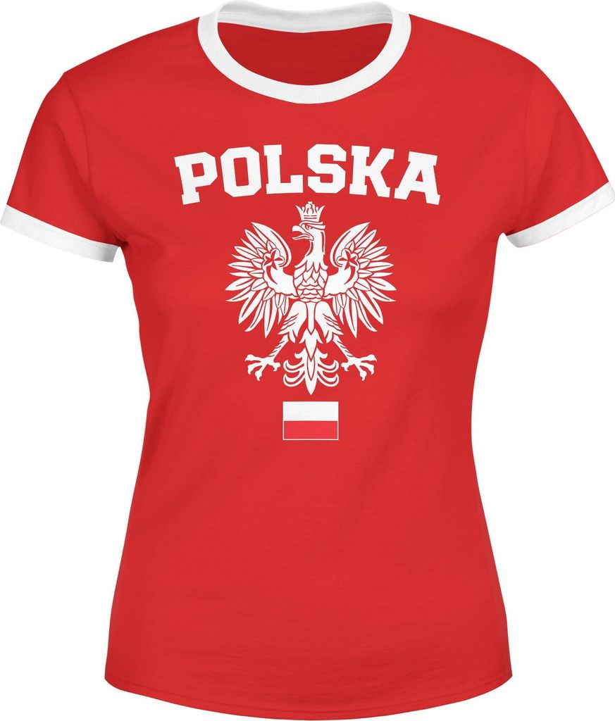 Damen WM-Shirt WM Polska Polen Poland Flagge World Cup Weißer Adler WM 2018 Moonworks rot-weiß-flagge L