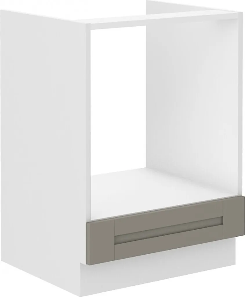 Meuble bas de cuisine pour plaque encastrable 60 cm LAILI gris et blanc