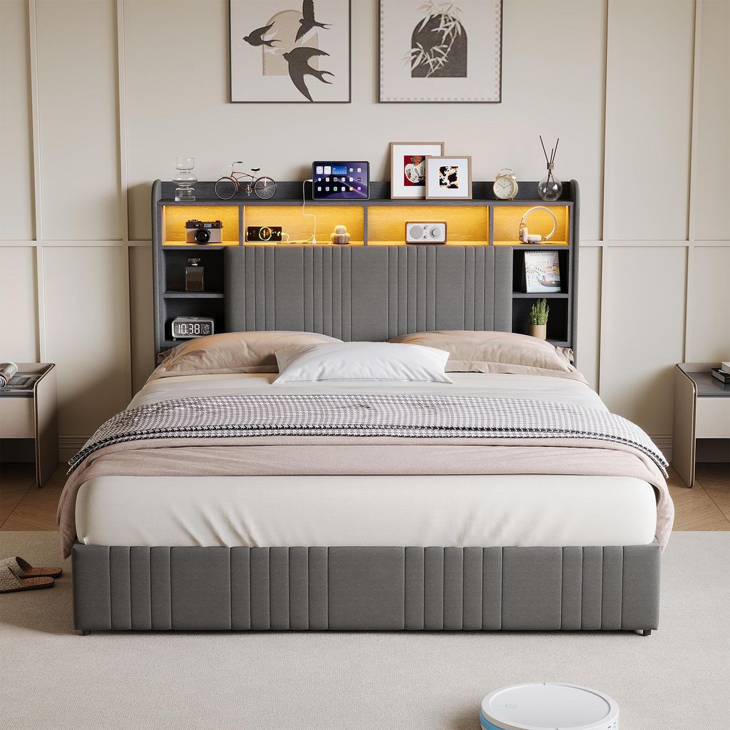 Lit rembourré ProximaX 140 x 200 cm avec ports USB et Image du produit 