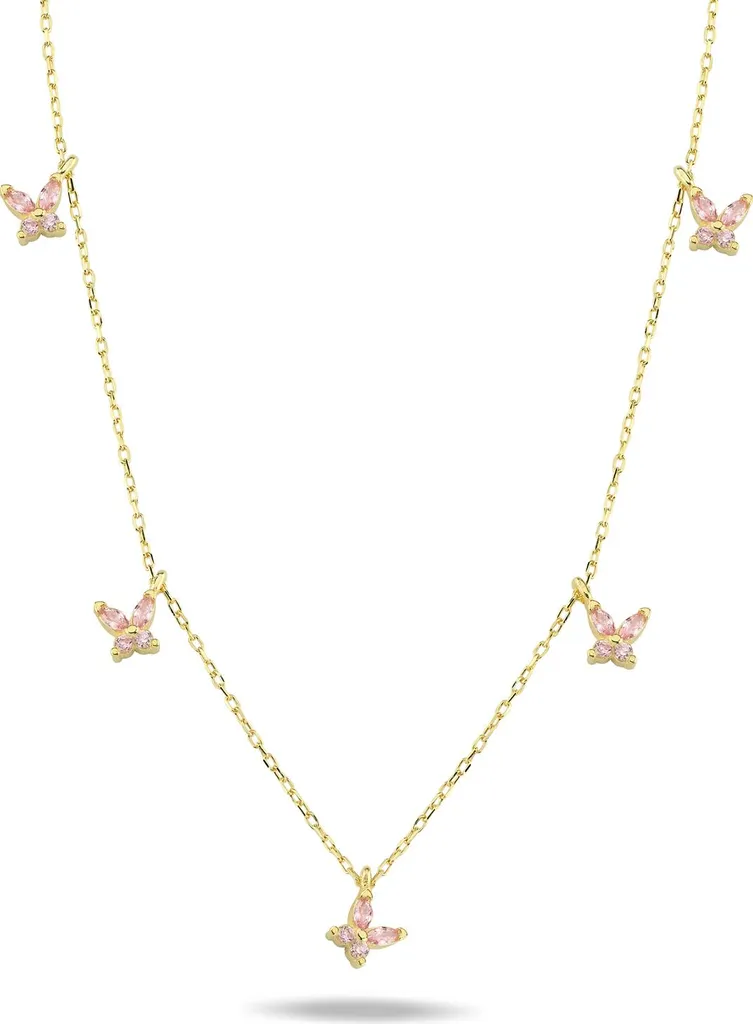 Collier Argent 925 Papillon Rose Doré : Cadeau Idéal pour Anniversaire