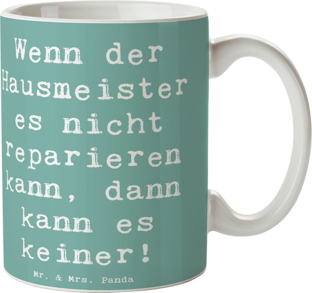 Mr. & Mrs. Panda Kaffeetasse Spruch Hausmeister Hilfe - Meeresbrise - Geschenk, handwerkliches Geschick, Techniker, Beruf, kreative Geschenke, Pott...