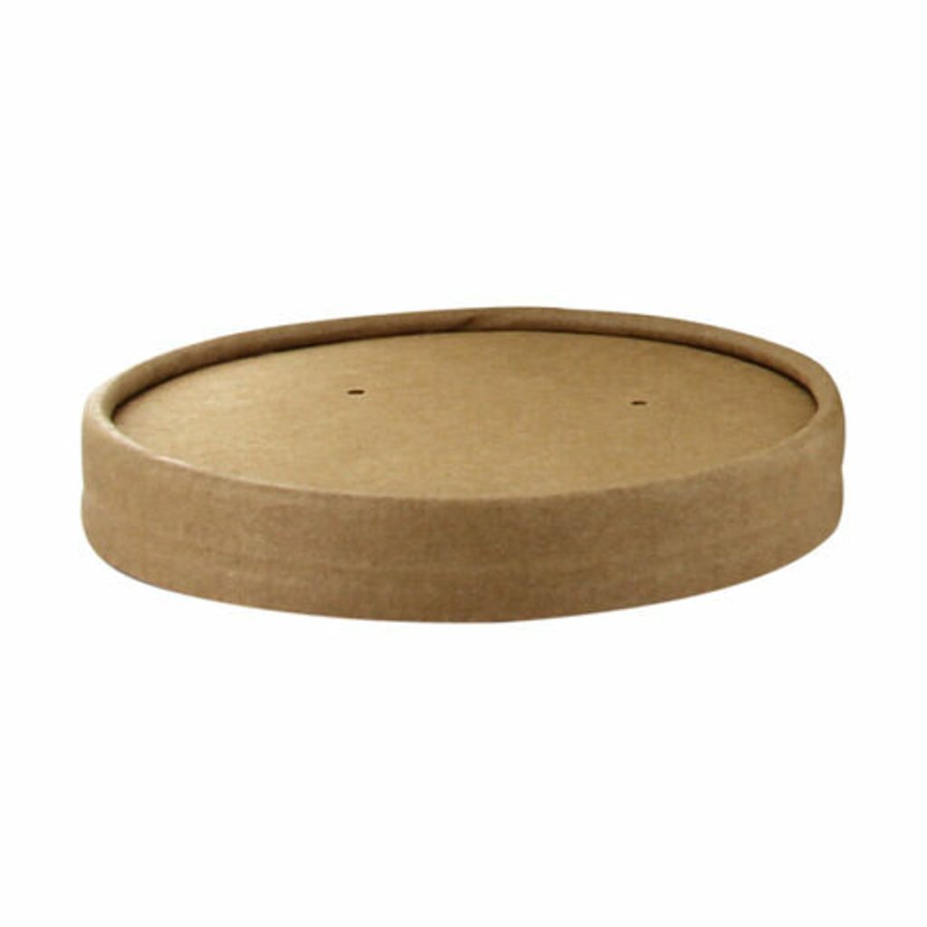 125x Deckel für -Suppenbecher Pappe rund Ø9,8 cm braun biologisch abbaubar