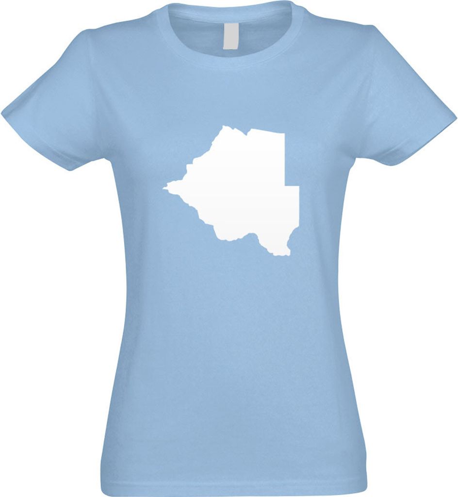 Kiwistar - T-Shirt tailliert - Damen - himmelblau - Botswana Umriss Kontur - mit Motiv Bedruckt - Funshirt Design - Sport - Freizeit - Damen - S