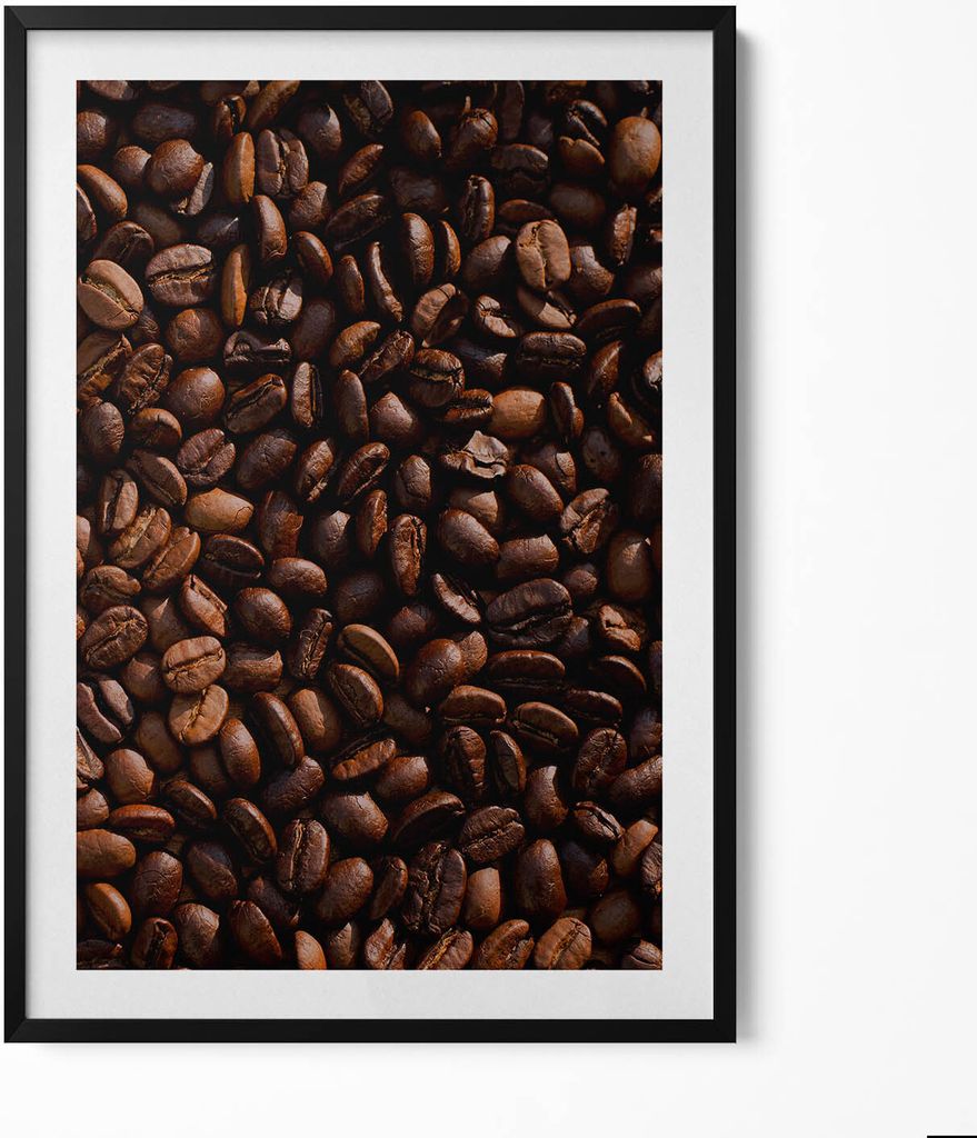 Arabica-Kaffeebohne– Wandbild mit Rahmen – Gerahmtes Bild – Wanddekoration – 70x100 cm – Schwarz Rahmen