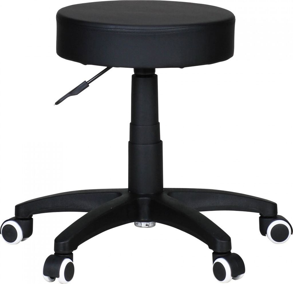 FineBuy Hocker Design Arbeitshocker verstellbar Bezug Kunstleder Schwarz Sitzhocker Rollen Rollhocker gepolstert ohne Lehne Praxishocker auf Rollen...