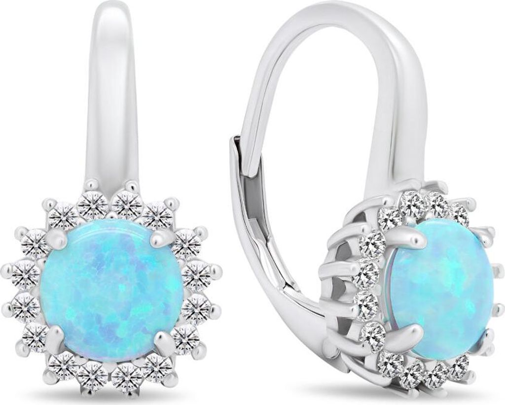 Charming silver earrings with zircons and opals EA424WLB