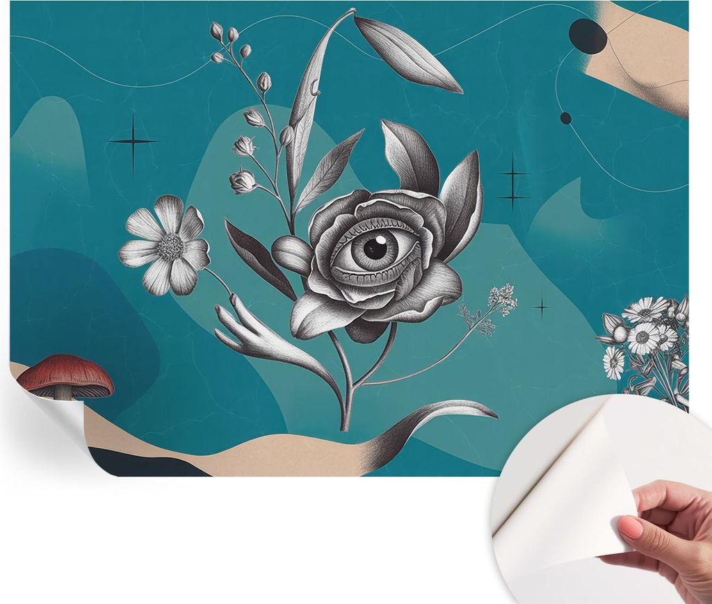 Selbstklebende Wandtapete - Dekorative Tapete für Wohnzimmer - Klebefolie für Wandbilder - Tapetenfolie für Wanddekoration - 208x146 cm - Blüte...