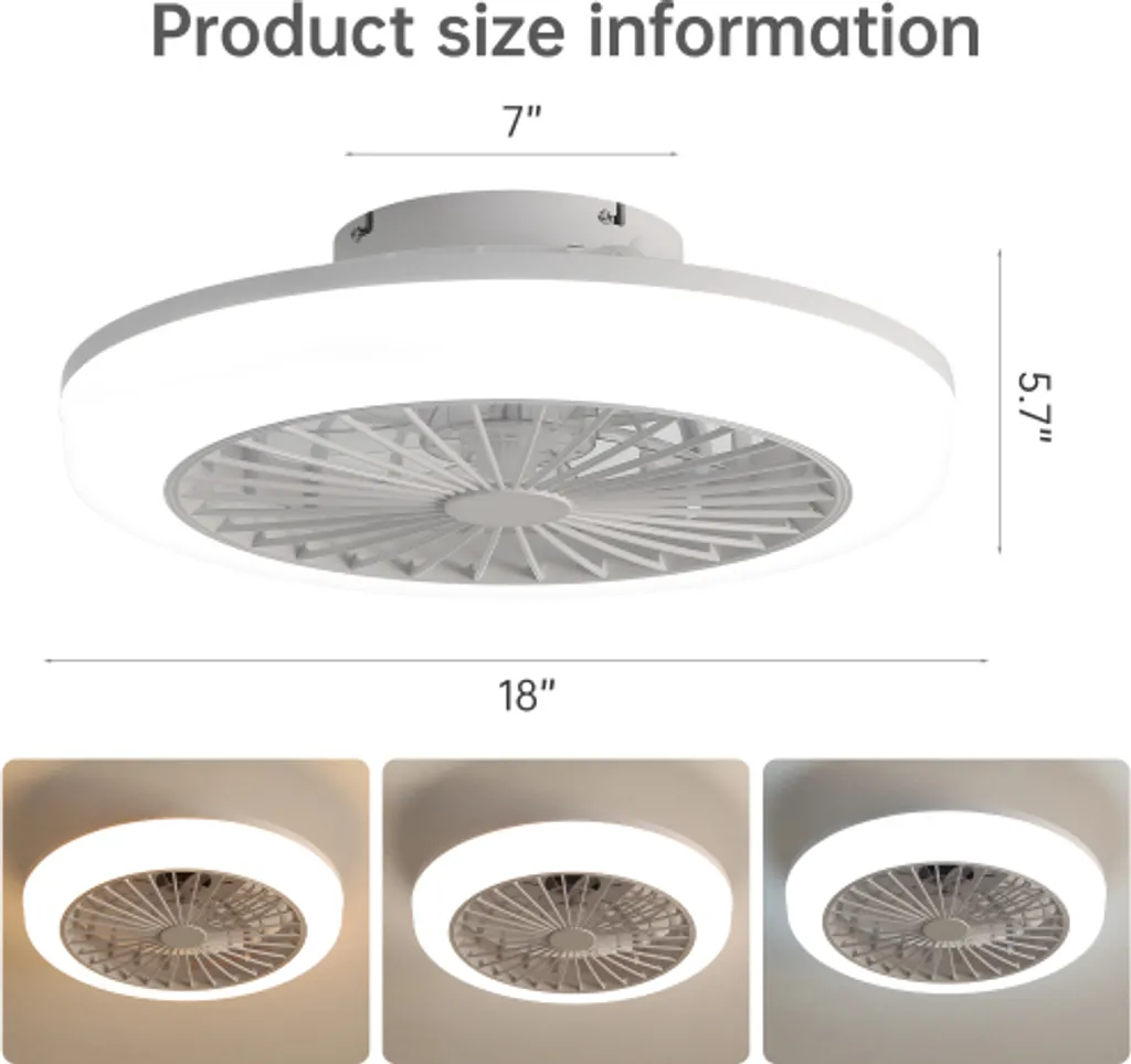 Plafonnier ventilateur LED à intensité variable avec télécommande sans fil - 9