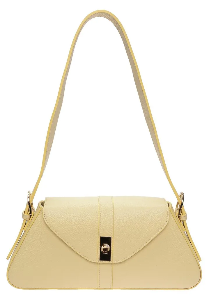 Sac épaule en cuir jaune Roberta M RM 1009T avec finitions dorées