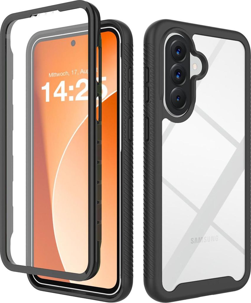 360 Grad Premium Handy Hülle für Samsung Galaxy A57 5G Front Back Rundum Vollschutz Schwarz