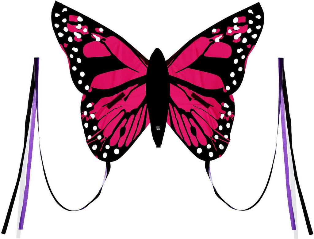 Wolkenstürmer Kinderdrachen Bella Butterfly (pink), Einleinerdrachen mit Glasfasergestänge - flugfertig inkl. Schnur