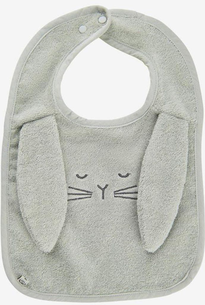 Pippi Frottee Lätzchen für Babys, grau, mit Tierdrucken und Produktbild 