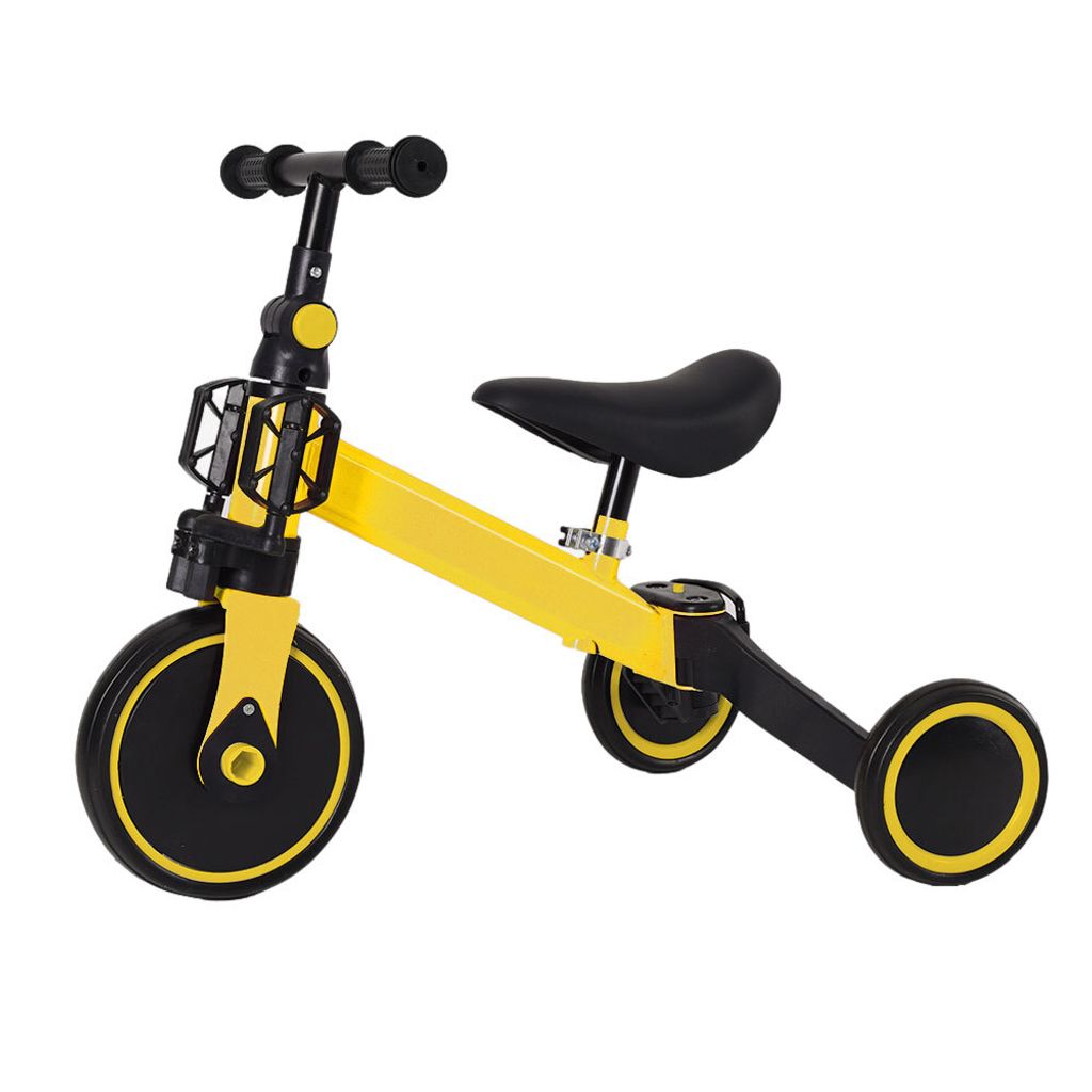 3 in 1 Kinder Dreirad Laufräder Laufrad Balance Fahrrad mit Pedalen von 1-3 Jahren Gelb