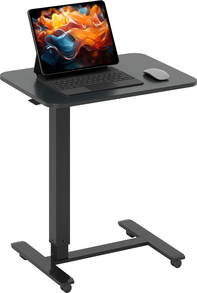 HOMCOM Stehpult, Höhenverstellbar C-förmig Schreibtisch mit 4 Rollen, 65x48x73-110cm Steh-Sitz Schreibtisch für Büro, Arbeitszimmer, Wohnzimmer...