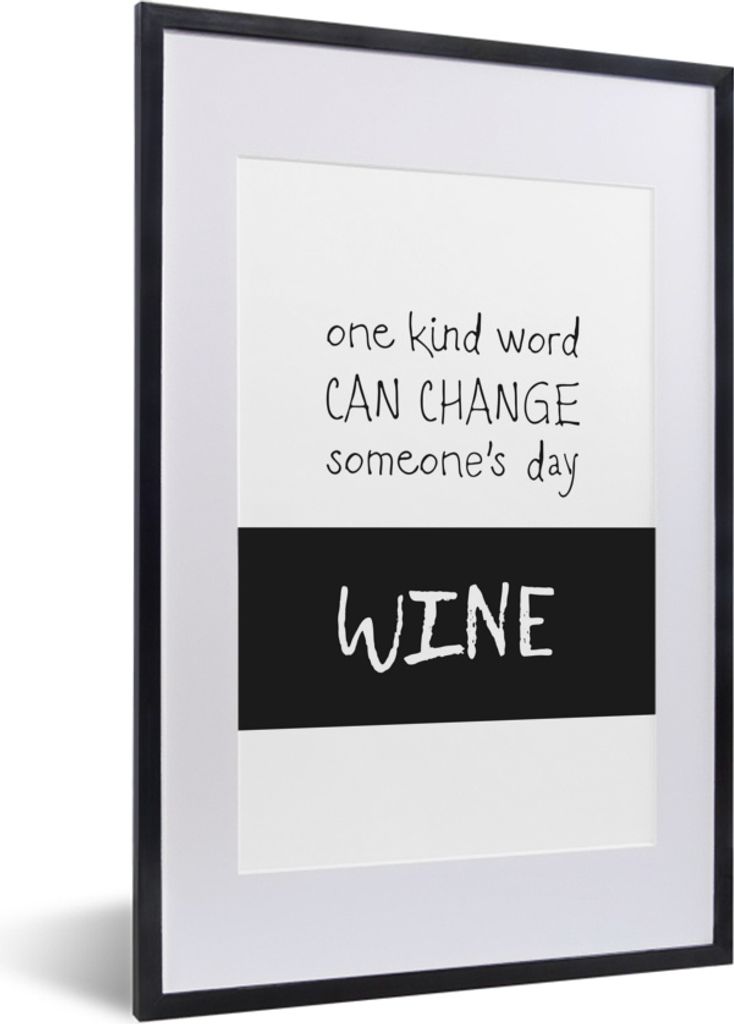 MuchoWow MuchoWow Gerahmtes Poster Wein - Zitat - Ein freundliches Wort kann den Tag eines Menschen verändern: Wein - Weinliebhaber - Vinologe...