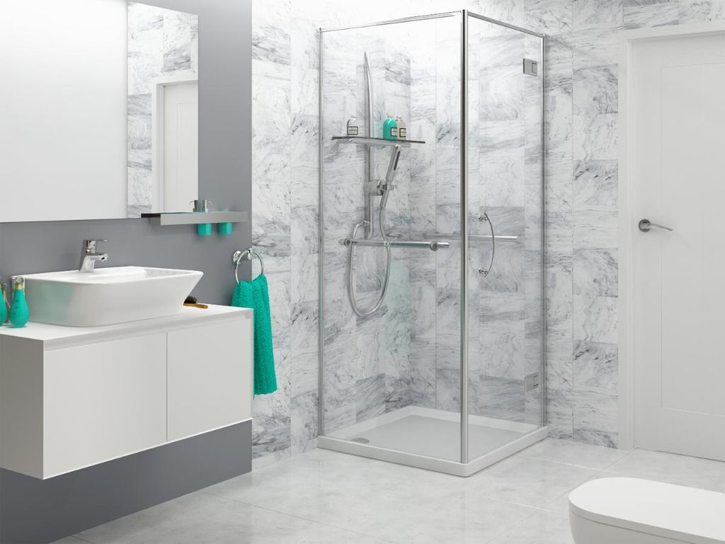 VILO Motivo Wandpaneele - Wasserfest & UV-Beständig - Klick-Montage - 2,65m² (4 Paneele) - 265x25cm - Winter Marble