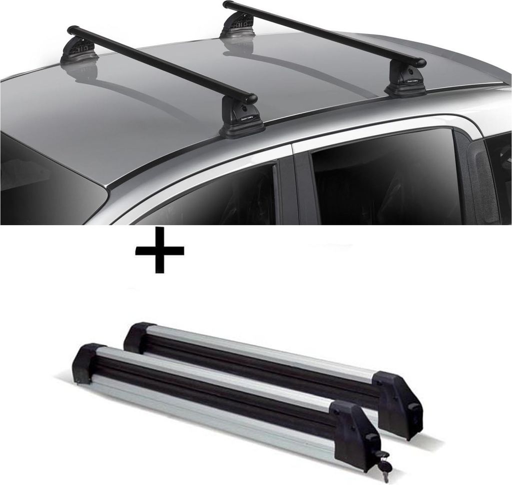Skiträger ausziehbar + Dachträger VDP EVO Stahl kompatibel mit Citroen C3 II 5 Türer 2009-2016