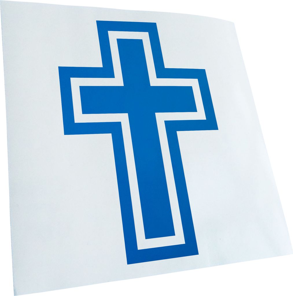 Kiwistar - Autoaufkleber - azurblau - 30 x 6 cm - Kirche Kreuz Gott - Heckscheibenaufkleber - Aufkleber für Auto Kfz Fahrrad, LKW, Truck Mofa