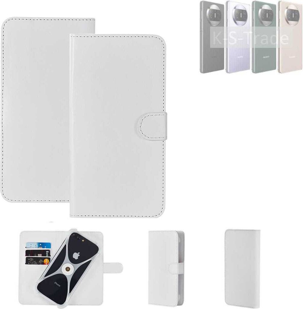 K-S-Trade Handy Hülle Schutz Hülle kompatibel mit Huawei Mate X3 Cover Case Bookstyle Bumper weiß 1x