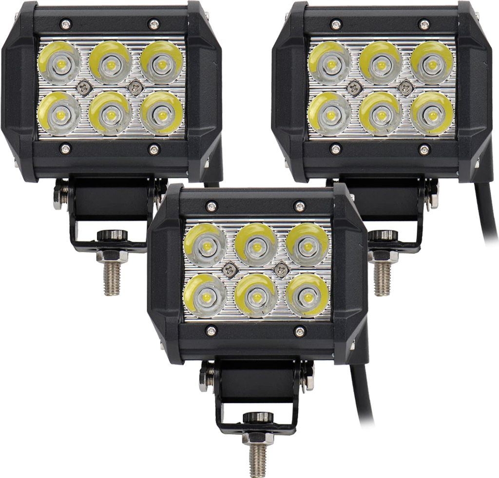 Greenmigo 3x 18W Led Arbeitsscheinwerfer Offroad Lampe IP67 1560LM Flood Scheinwerfer Led Arbeitslicht Light Bar 12V 24V Zusatzscheinwerfer Rückfa...