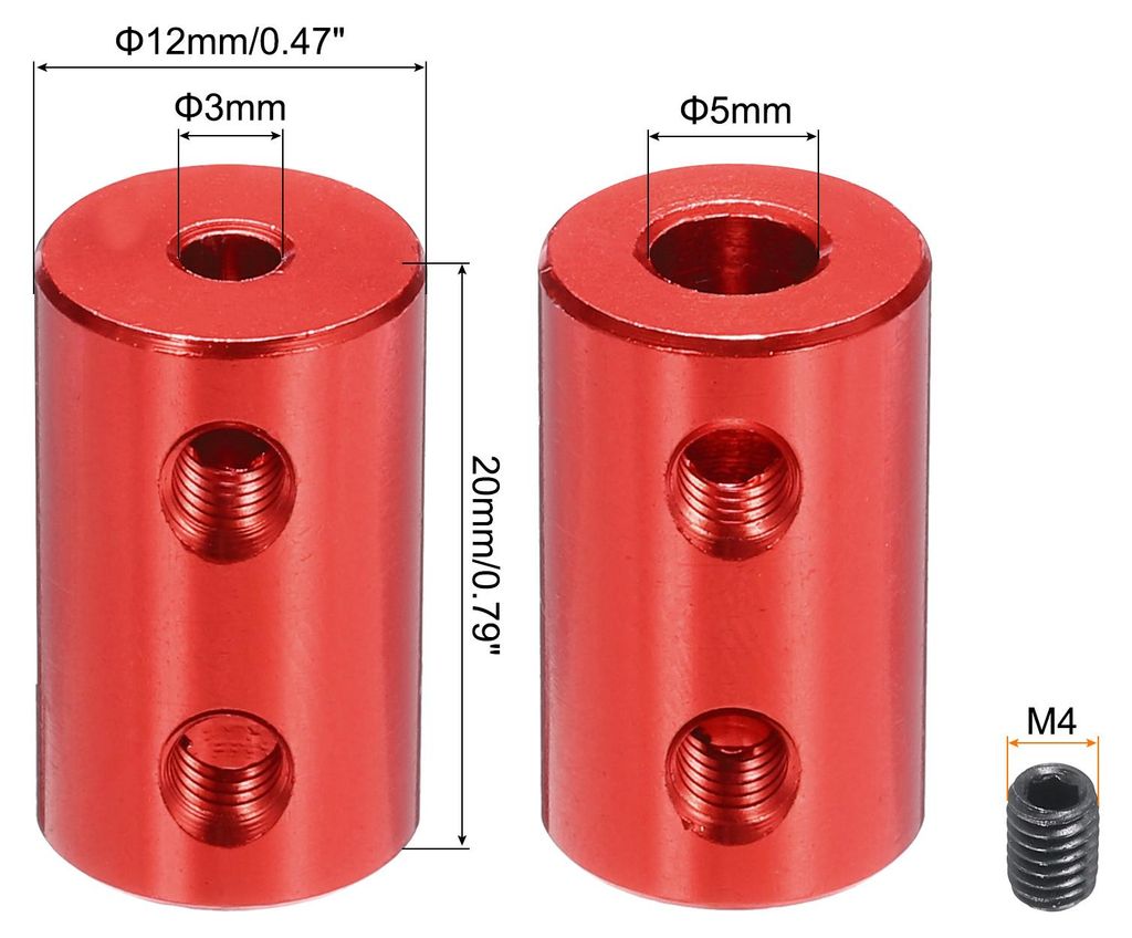 Wellenkupplung Verbinder mit Bohrung von 3mm-5mm L?nge 20mm ŠÕ 12mm 6 Pcs Wellenkupplungen M4 Aluminiumlegierung Starre Kupplung fš¹r Auto Moto...