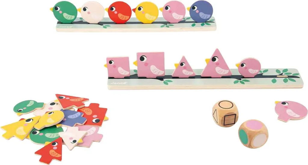 Jeu Éducatif de Tri Montessori en Bois - Oiseaux Colorés pour Enfant