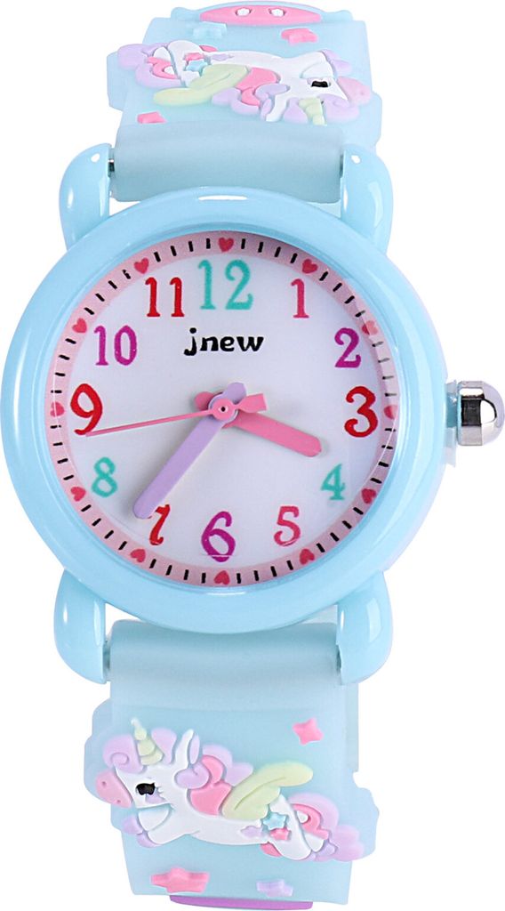 Kinderuhr, 3D Cute Cartoon Armbanduhr,wasserdichte Analog Quarzuhr, , Digitale Kinderuhr, Teaching Handgelenk Uhren mit Silikon Armband(Hellblau)