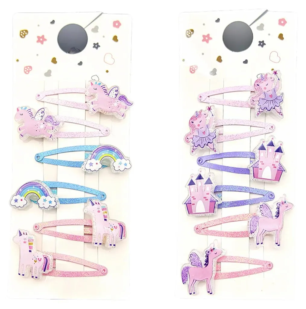 Lot de 12 barrettes licorne scintillantes pour cheveux de petite fille