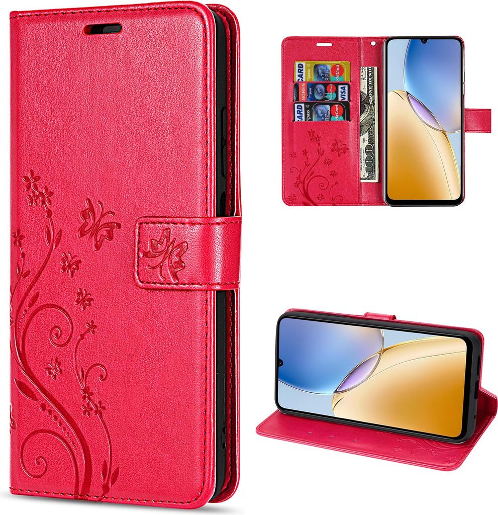Hülle für ZTE Blade A56 Handy Tasche Handyhülle Hülle Schutzhülle Klapphülle in Rot