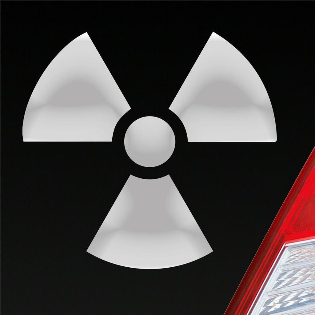 Auto Aufkleber Atom Radioaktivität Atomkraft Nuklear 10x10 cm Silber Sticker Heckscheibenaufkleber