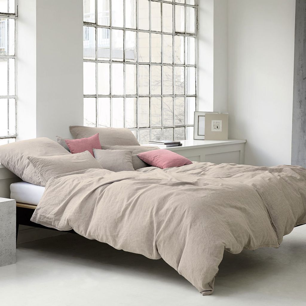 elegante Halbleinen-Bettwäsche-Garnitur Breeze Farbe Sand Größe 155x200+80x80cm