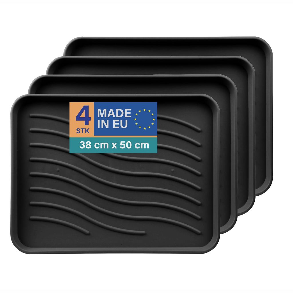 Schuhabtropfschale 50x38x2,5cm Schwarz 4er-Pack, Schuhwanne Produktbild 
