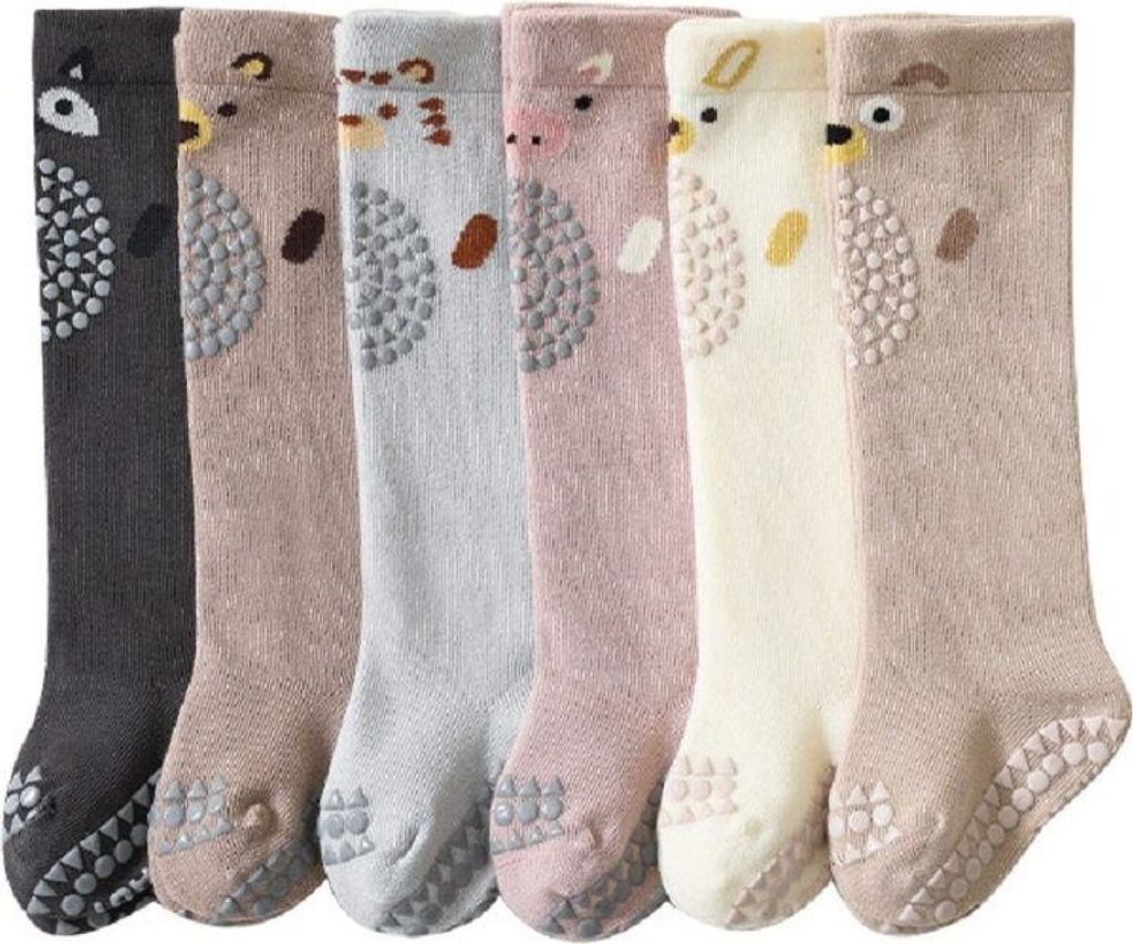 6 Paar Baby Knieschoner & Socken, Anti Rutsch Krabbelschoner Stulpen für Kleinkinder 0-12 Monate