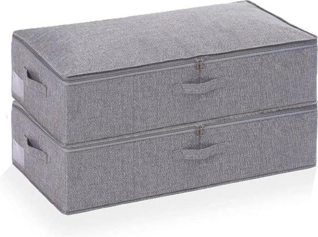 Rangement sous lit pliable gris pour couettes et vêtements d'hiver